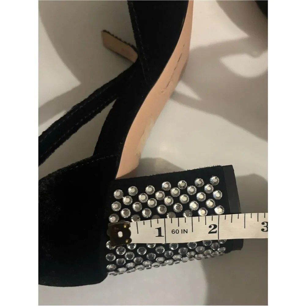 J. Crew Maisie Studded Heels in Black Velvet Size 6